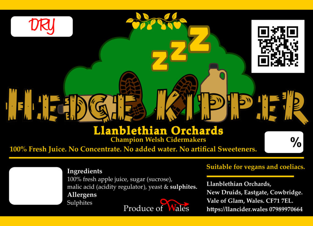 Hedge kipper label design cowbridge cider