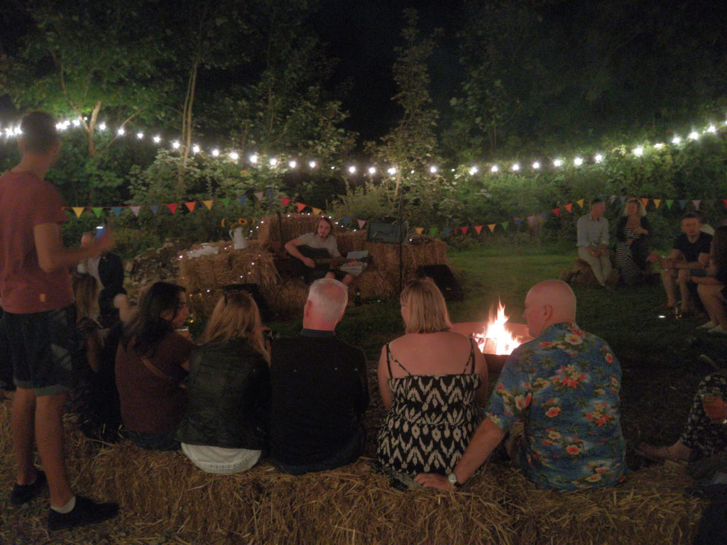 Socialising around the camp fire hare and hounds open day llanblethian orchards