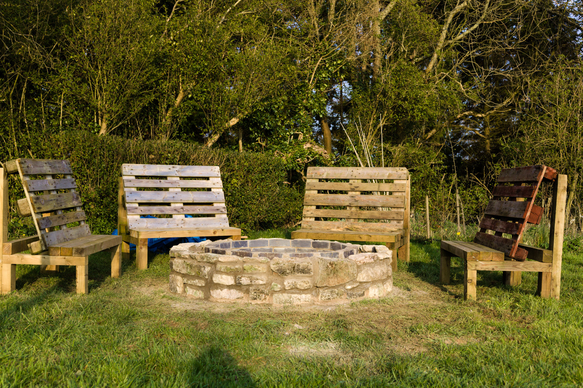 Testing the seating at our new fire pit at Llanblethian Orchards cider barn Cowbridge