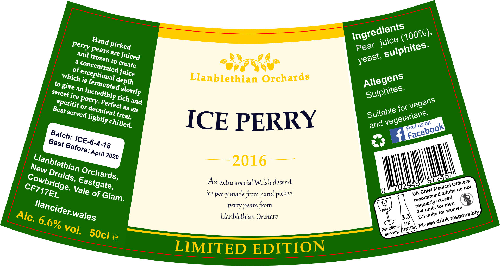 Llanblethian orchards ice perry label south wales