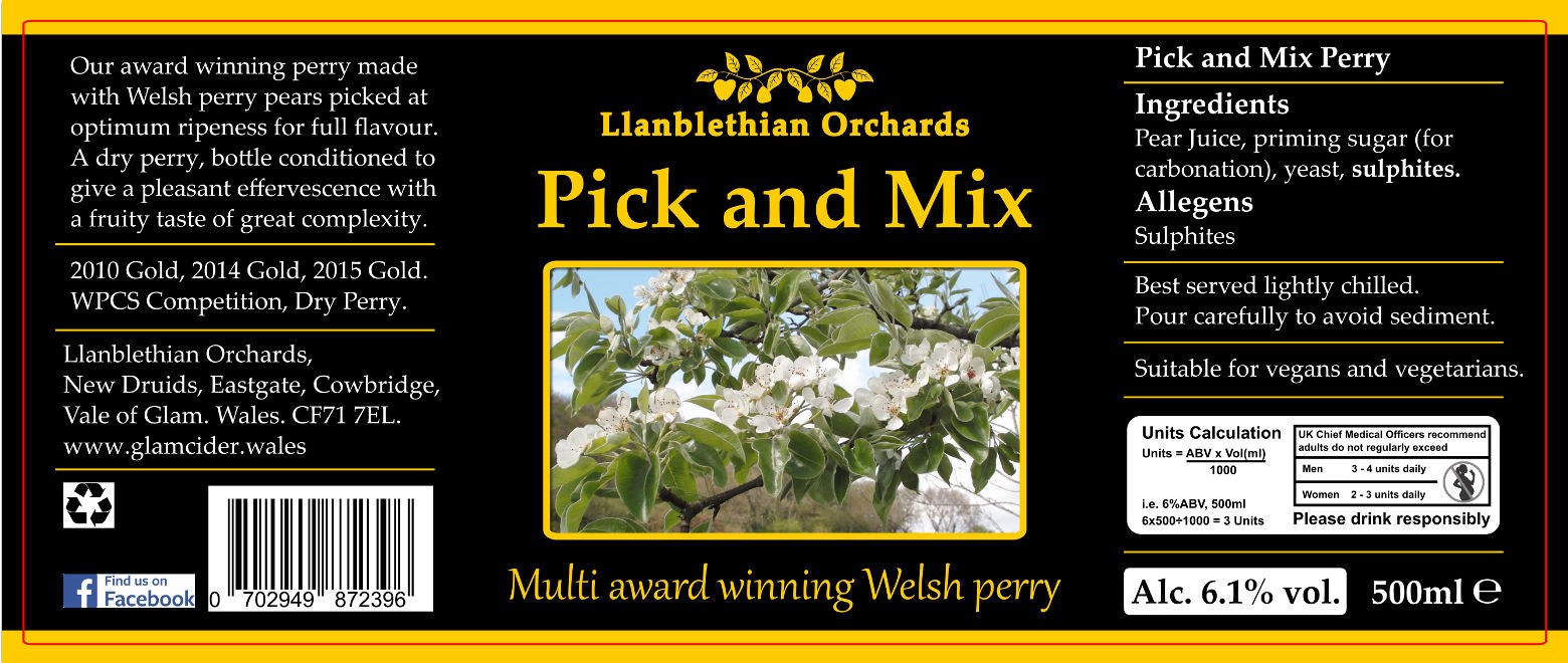 Pick and mix bottle label south wales cider
