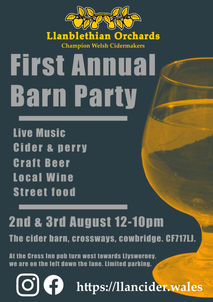 Annual barn Party poster llanblethian orchards south wales cowbridge vale of glamorgan