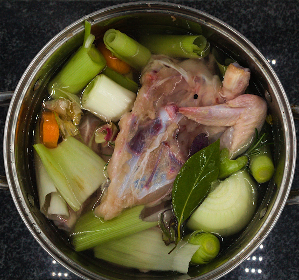 Chicken stock cooking